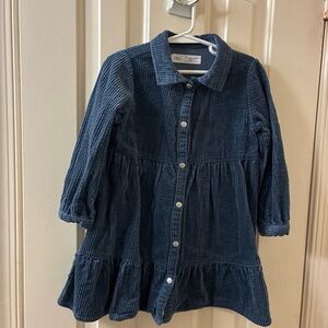 Zara Kids Dark Blue Corduroy Button-Down Dress